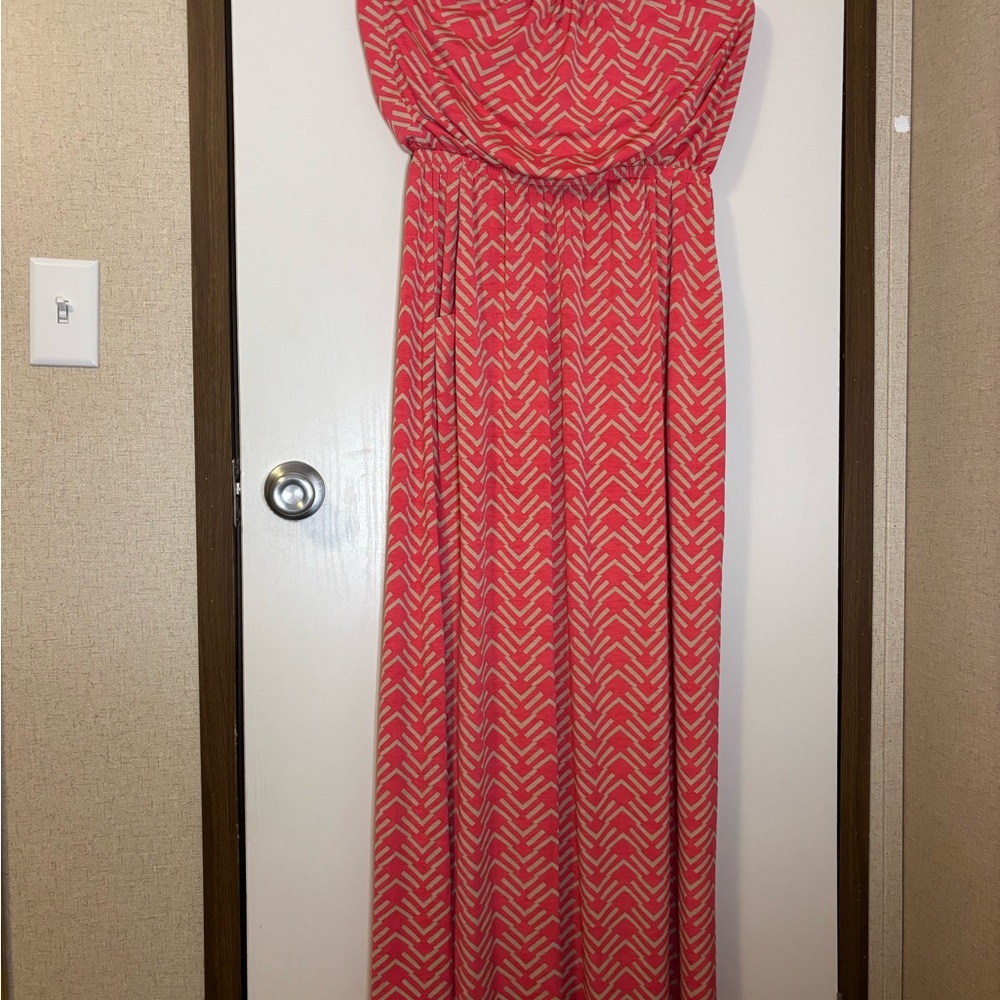 Three Hearts Strapless Pink and White Dress